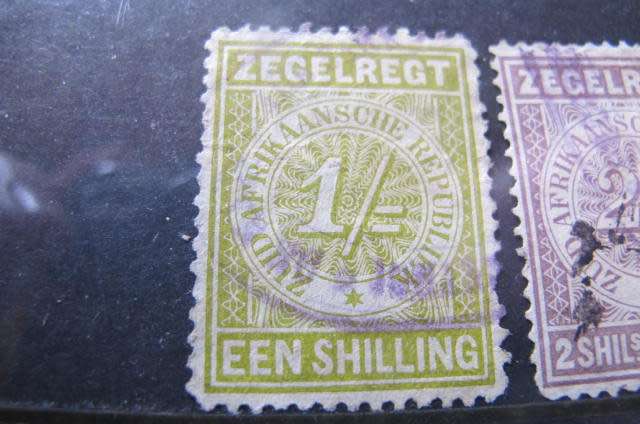 South Africa - Zuid Afrikaansche Republiek 1/- and 2/6 used Revenue Stamps